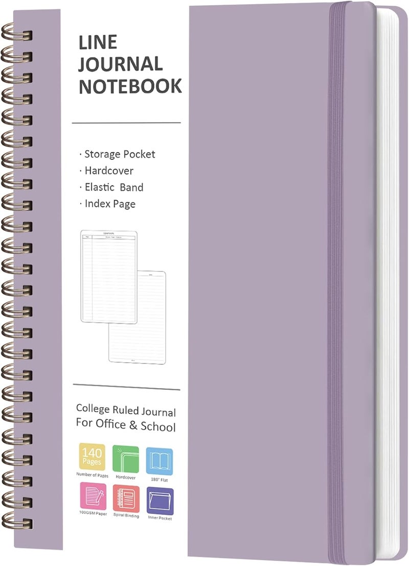 VALOME Journaling Notebooks, A5 Lined Spiral Notebook for Women & Men, 146 Pages College Ruled Hardcover Note Book for Work, Note Taking, Journaling, School, Writing (Purple) - Image 1